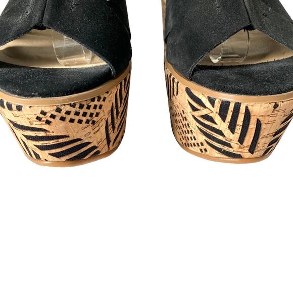 Sbicca Staycation Black Suede Ankle Lace Up Platform Wedge Sandal size 10 - Picture 3 of 11